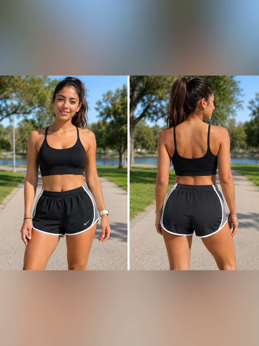 Nike Dri-FIT Women’s Running Shorts Black White Size L NW